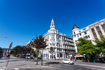 Obraz premium Ornate buildings along the Praca da Liberdade, Liberty square in Porto, Portugal, Europe