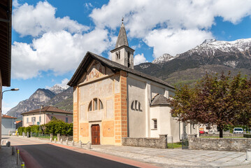 Fototapeta na wymiar Medieval church of Santi Simone e Giuda in Preonzo, Bellinzona district, Ticino, Switzerland