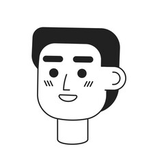 Excited african american man monochrome flat linear character head. Editable outline hand drawn human face icon. 2D cartoon spot vector avatar illustration for animation