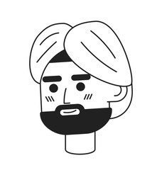 Handsome indian man in turban semi flat vector character head. Editable outline hand drawn human face icon. 2D cartoon spot vector avatar illustration for animation