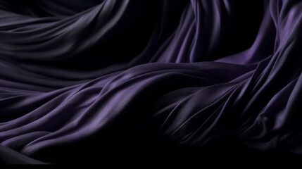 Fototapeta premium Tissu plié sombre et violet, noir en mouvement. Sobre et élégant, soie. Pour conception graphique, création, bannière