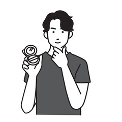 肌トラブルがなくなって驚く男性のシンプルなイラスト
