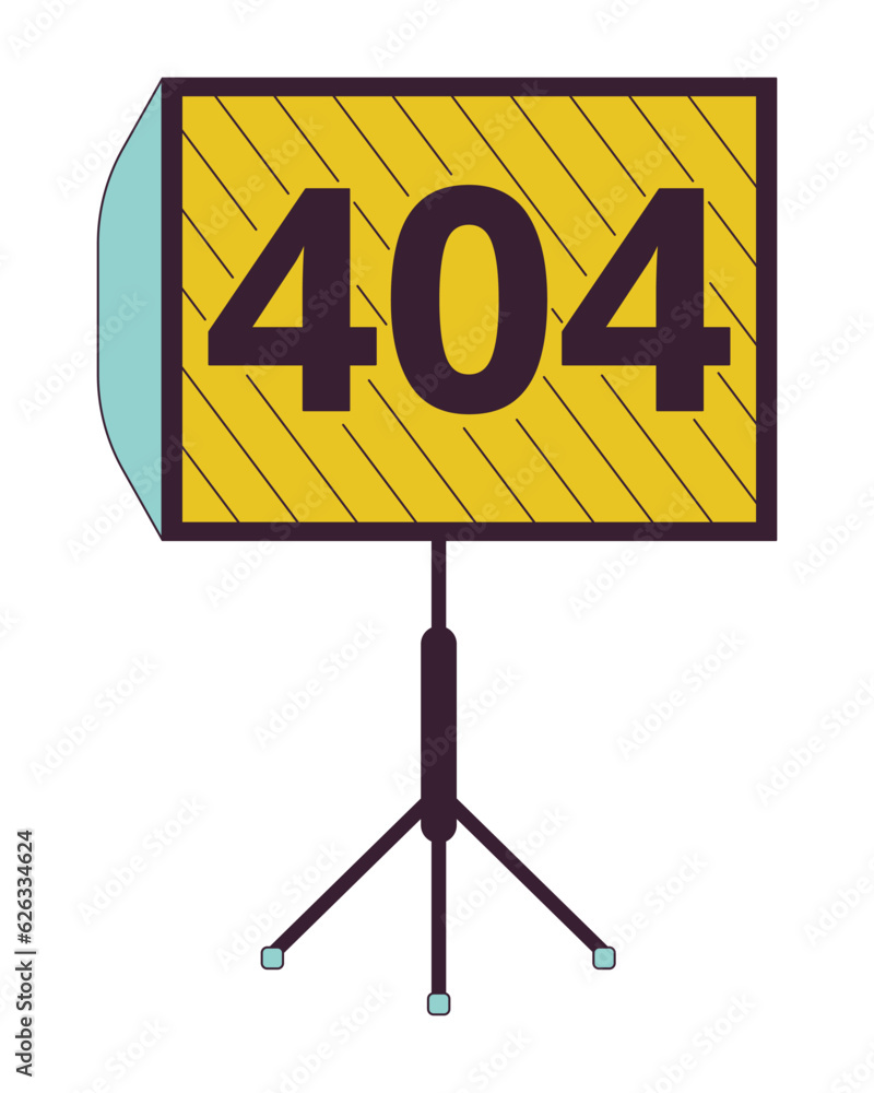 Poster led panels with tripod error 404 flash message. photo studio equipment. empty state ui design. page 