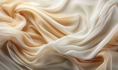 Obraz premium Light wavy background, beige fabric close-up.