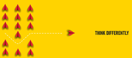  Paper airplanes.Think different, be different, success in life, courage, enterprise, trust, belief, fearless, daring, idea concepts.