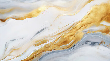 White marble background with golden abstract lines, 4K size. Art created with Generative AI tools.