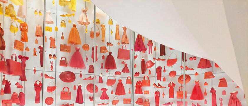 La Galerie Dior. Reconstruction of the iconic pieces of the Dior house exhibited in showcases around the spiral staircase