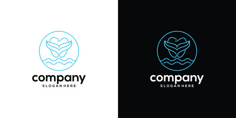 Whale with dental line logo design 