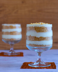 Portuguese dessert served in a crystal glass, serradura