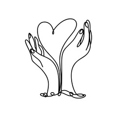 Linear heart shape from two  hands