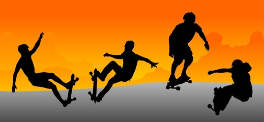 parque skate, sunset, atardecer, monopatin, skate, skateboard, silueta