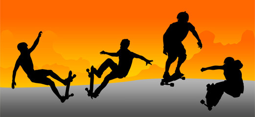 parque skate, sunset, atardecer, monopatin, skate, skateboard, silueta