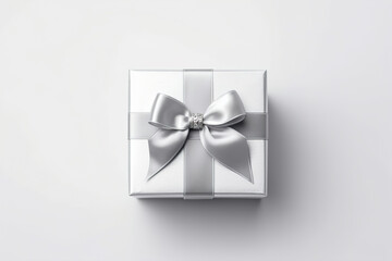 Silver gift box with bow