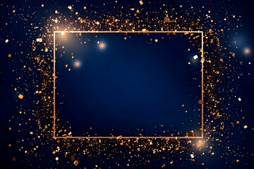 Magic night dark blue frame with confetti glitter. AI Generative