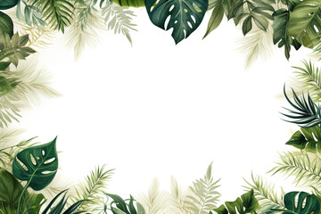Fototapeta na wymiar Rectangular frame made from tropical leaves