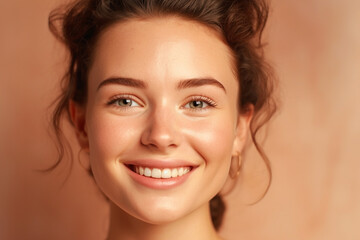 Portrait of beautiful smiling brunette young woman
