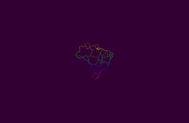 Mapa do Brasil, cores LGBT, em um fundo roxo © JCGX