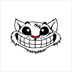 vector cat face with smiling expression can be used as graphic design