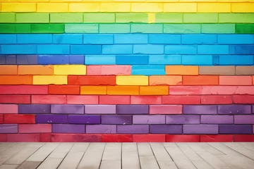 Papier Peint photo autocollant Mur de briques Rainbow colored brick wall background