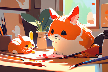 cute and pretty animals playing around.
Generative AI