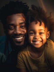 Portrait of african american father and daughter smiling happily. Father's day