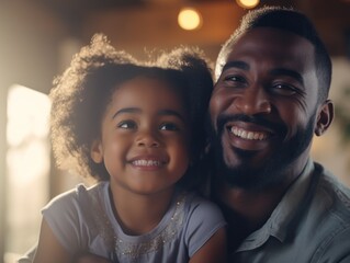 Portrait of african american father and daughter smiling happily. Father's day