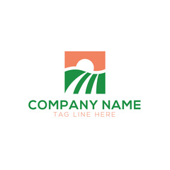 Farmland logo template. Rural landscape vector
