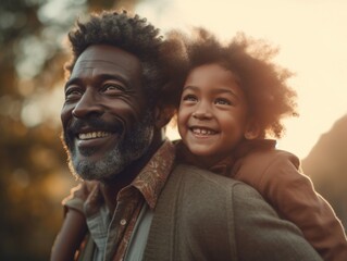 Happy father's day. African American father and daughter smiling happily. 