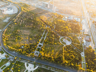 Aerial view of Victory park in Bishkek city Kyrgyzstan