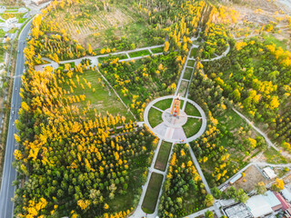 Aerial view of Victory park in Bishkek city Kyrgyzstan