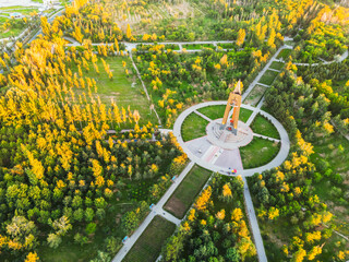 Aerial view of Victory park in Bishkek city Kyrgyzstan