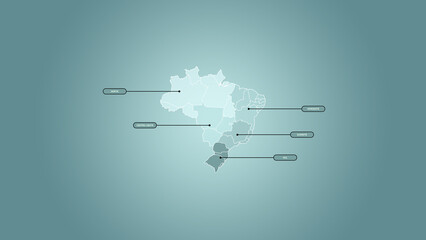 Mapa do Brasil e suas regiões, fundo azul © JCGX