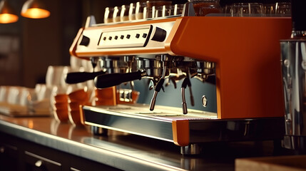 Traditional Espresso Coffee Machine. Generative Ai