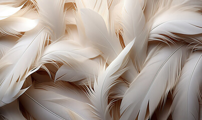 Abstract white feathers in color as background.