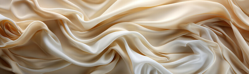 Obraz premium Light wavy background, beige fabric close-up.