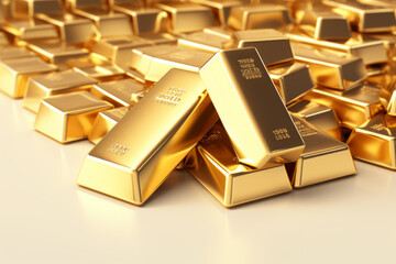 Gold bars on a white background. Banking business concept. Generated ai.