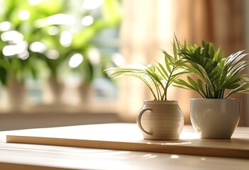 House plants in cosy interior, generative ai