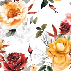 Watercolor roses, seamless pattern.  illustration colored floral seamless background