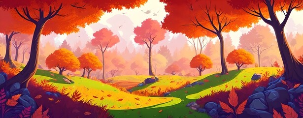 Forest game background, generative ai