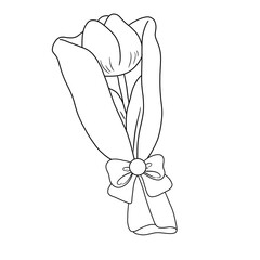 Line art bouquet. Hand drawn. Seamless. Art element, cute cartoon, embellishment, education.