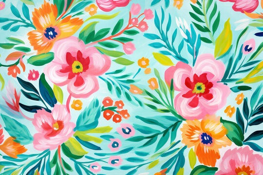 Pattern flower design seamless wrapper painted watercolor fashion background floral drawing wallpaper nature spring