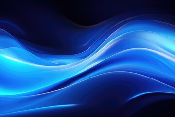 Blue neon fluid, glowing futuristic abstract background, swirl, line, boxes, data transfer or equalizer, wallpaper, generative ai