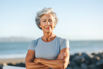 Portrait of a fit senior woman citizen, displaying strength and an active lifestyle, important to keep in shape even at age