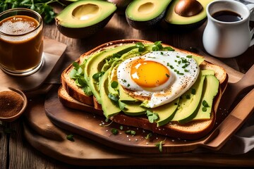 Fried egg and avacado on toast - Breakfast