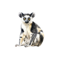 Fototapeta premium Indri Illustration, Zeichnung, Wasserfarben, ideal für Bücher, Kinderbücher, Magazine, Blogs, Poster, T-Shirts, Plakate, weitere Tier im gleichen Stil verfügbar