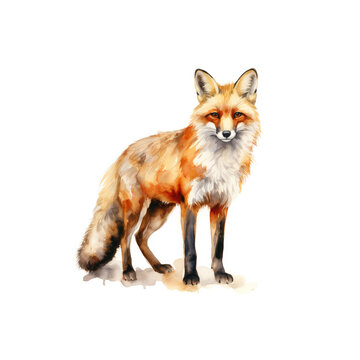 Fuchs Illustration, Zeichnung, Wasserfarben, ideal f&uuml;r B&uuml;cher, Kinderb&uuml;cher, Magazine, Blogs, Poster, T-Shirts, Plakate, weitere Tier im gleichen Stil verf&uuml;gbar