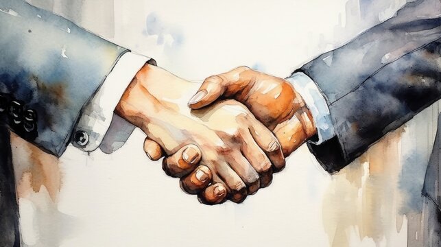 two businessman handshake isolated on a white background. successfully negotiate. handshake. two businessman shake hand with partner to confirm business deal. Made With Generative AI.