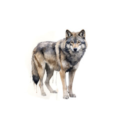Wolf Illustration, Zeichnung, Wasserfarben, ideal für Bücher, Kinderbücher, Magazine, Blogs, Poster, T-Shirts, Plakate, weitere Tier im gleichen Stil verfügbar