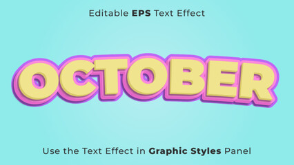 Fototapeta na wymiar Editable EPS Text Effect of October for Title and Poster
