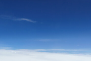 beautiful blue sky with soft clouds for abstract background, aerial view
